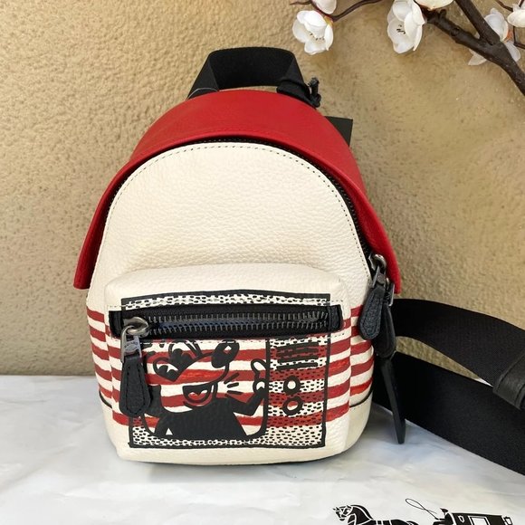 Coach Disney Mickey Mouse X Keith Haring Small West Backpack Crossbody c6910 - Picture 1 of 12